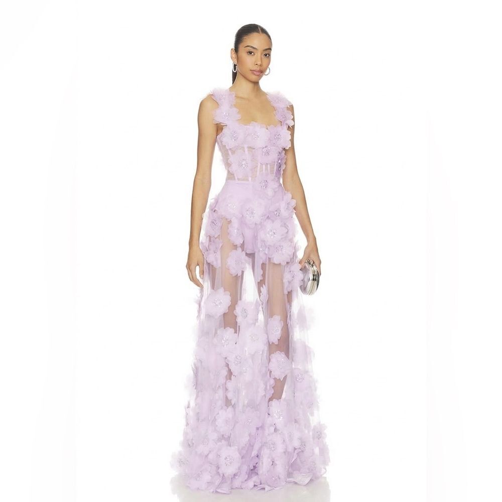 NEW BRONX AND BANCO Rosalie Lilac Lavender Floral Gown, wedding guest max - Picture 2 of 13